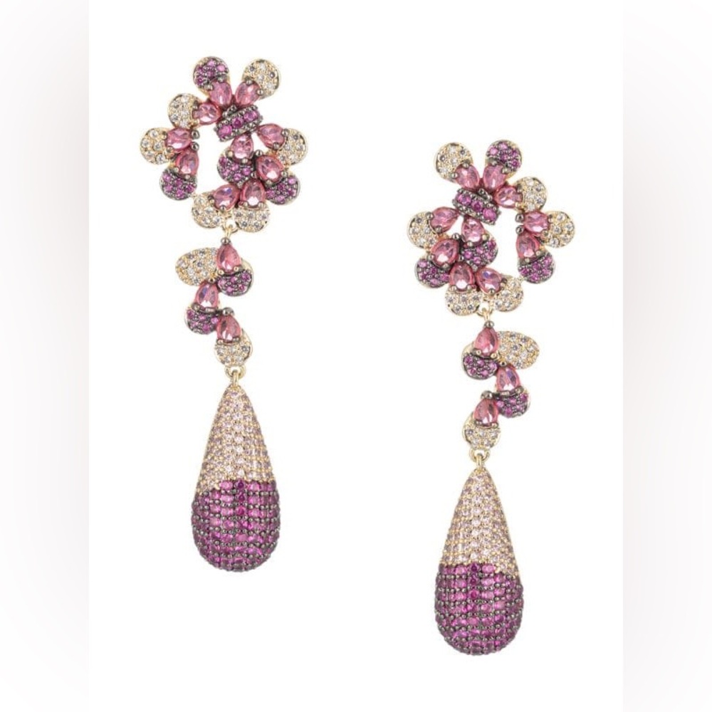 Eye Candy  Lo Lo Cubic Zirconia Purple Drop Earrings